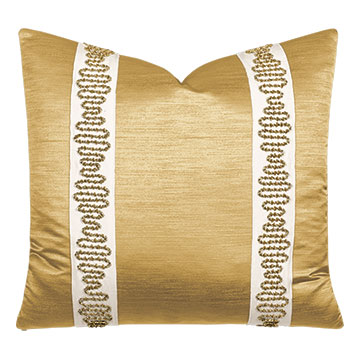 Lucent Metallic Border Decorative Pillow in Gold