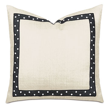 Salazar Pearl Nailhead Decorative Pillow in Cream