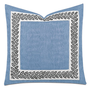 Saturn Leaf Border Decorative Pillow in Indigo