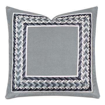 Uma Embroidered Border Decorative Pillow in Gray