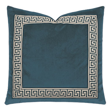 Uma Greek Key Border Decorative Pillow in Pacific