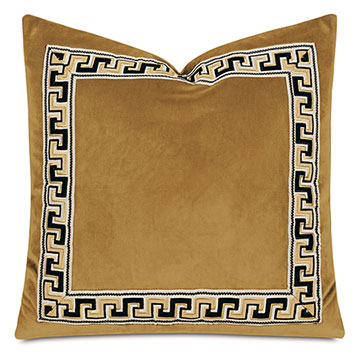 Uma Meander Border Decorative Pillow in Gold