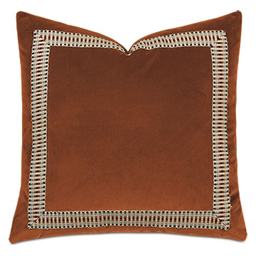 Uma Multicolored Border Decorative Pillow  in Orange