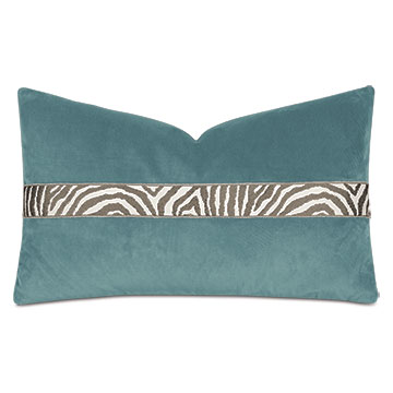 Uma Zebra Border Decorative Pillow in Teal