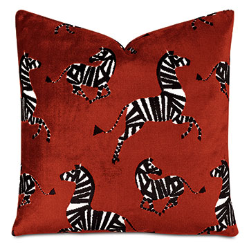 Tenenbaum Zebra Decorative Pillow in Cherry