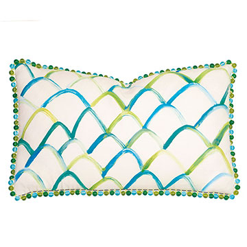 Blue/Green Scallop Design Hand-Painted