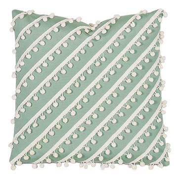 Cove Ball Trim Decorative Pillow in Celadon