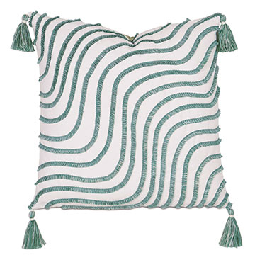 Seaspray Wavy Fringe Decorative Pillow