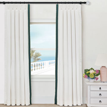 BOCA RATON EMBROIDERED BORDER CURTAIN PANEL LEFT
