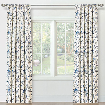 PROMENADE FLORAL CURTAIN PANEL IN BLUE