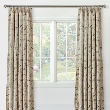 PROMENADE FLORAL CURTAIN PANEL IN STONE
