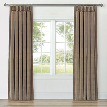 UMA VELVET CURTAIN PANEL IN KHAKI