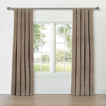 UMA VELVET CURTAIN PANEL IN KHAKI