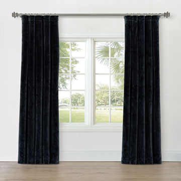 UMA VELVET CURTAIN PANEL IN CHARCOAL