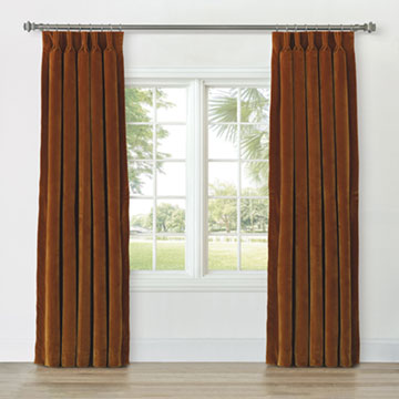 UMA VELVET CURTAIN PANEL IN ORANGE