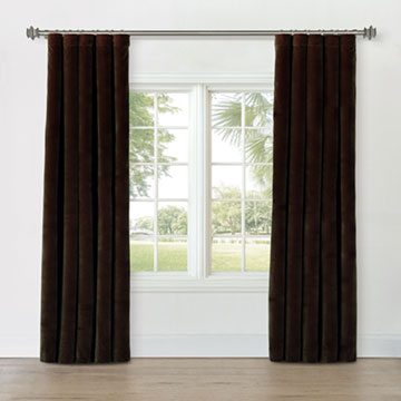 UMA VELVET CURTAIN PANEL IN BROWN