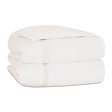 Tessa Satin Stitch Duvet Cover in Ivory/White