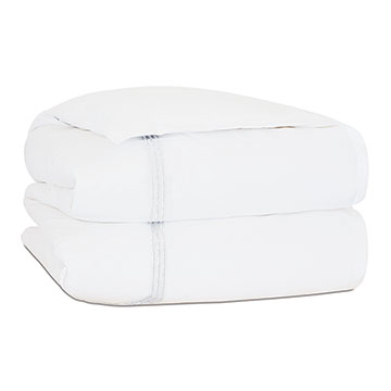 Tessa Satin Stitch Duvet Cover in White/White