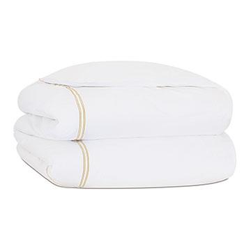 Enzo Satin Stitch Duvet Cover in Bisque