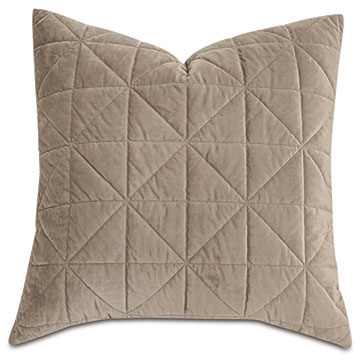 Nova Quilted Velvet Euro Sham in Fawn