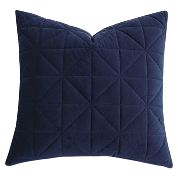 Nova Quilted Velvet Euro Sham in Indigo