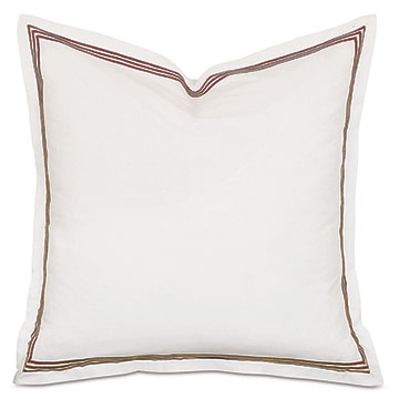 Tessa Satin Stitch Euro Sham in Ivory/Brown