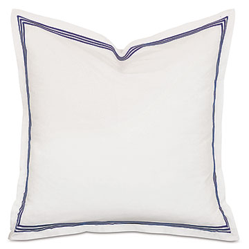 Tessa Satin Stitch Euro Sham in Ivory/Navy