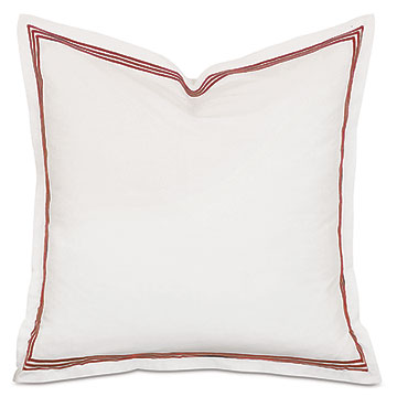 Tessa Satin Stitch Euro Sham in Ivory/Scarlet