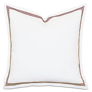 Tessa Satin Stitch Euro Sham in White/Brown