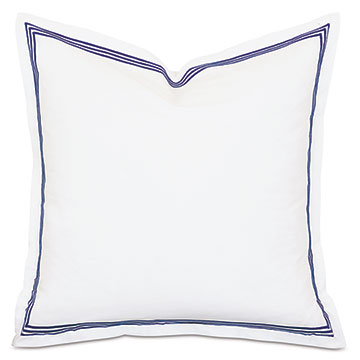 Tessa Satin Stitch Euro Sham in White/Navy