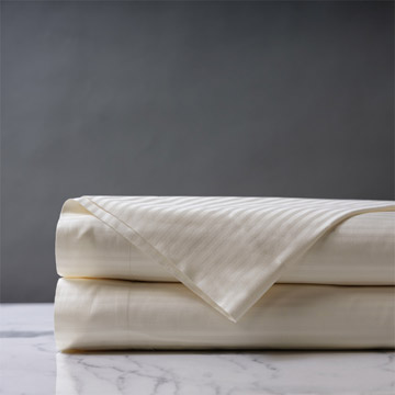 Emilio Jacquard Stripe Flat Sheet in Ivory