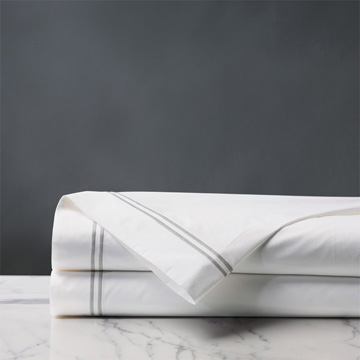 Enzo Satin Stitch Flat Sheet in Silver