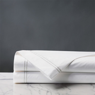 Enzo Satin Stitch Flat Sheet in White