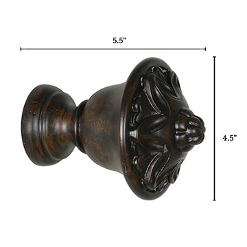 Legna Walnut Lotus Finial Pair