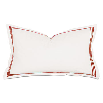 Tessa Satin Stitch King Sham in Ivory/Scarlet