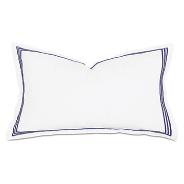 Tessa Satin Stitch King Sham in White/Navy