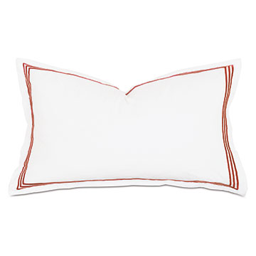 Tessa Satin Stitch King Sham in White/Scarlet