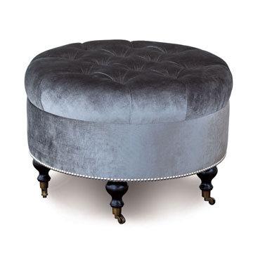 Velda Charcoal Round Ottoman