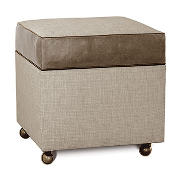 HIGGINS LEATHER TRIM OTTOMAN