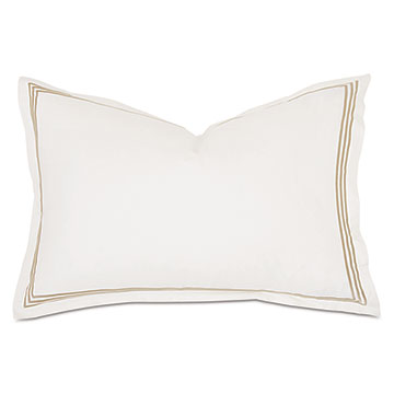 Tessa Satin Stitch Queen Sham in Ivory/Bisque