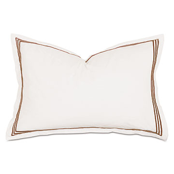 Tessa Satin Stitch Queen Sham in Ivory/Brown