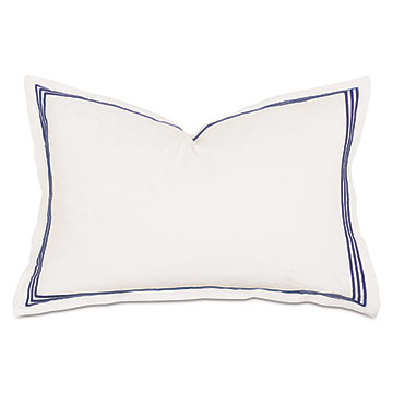 Tessa Satin Stitch Queen Sham in Ivory/Navy