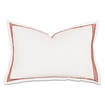 Tessa Satin Stitch Queen Sham in Ivory/Scarlet