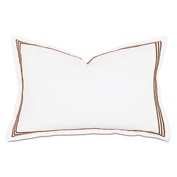 Tessa Satin Stitch Queen Sham in White/Brown