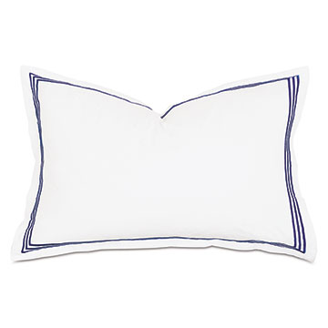 Tessa Satin Stitch Queen Sham in White/Navy