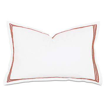 Tessa Satin Stitch Queen Sham in White/Scarlet