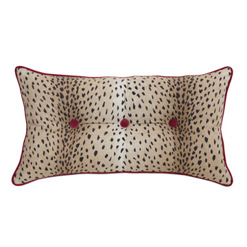 Sloane Button-Tufted Bolster in Raspberry