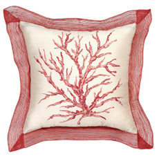 Hand-Painted Coral W Ribbon