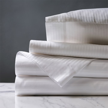 Emilio Jacquard Stripe Sheet Set in White