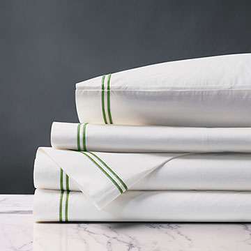 Enzo Satin Stitch Sheet Set in Emerald